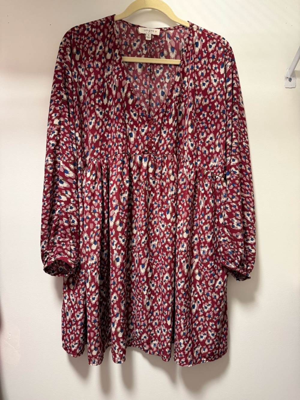 Umgee Red Multi Printed Babydoll Tunic